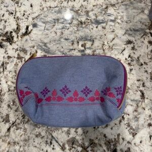 Blue and Pink Floral Cosmetic Bag